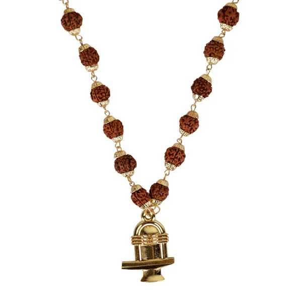 Modern_Gold_Plated_Rudraksha_Mala_With_Shiv_Ling_Pendant